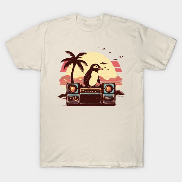 Boomboxing penguin on a beach with a boombox. Pogue Life! T-Shirt by tatadonets